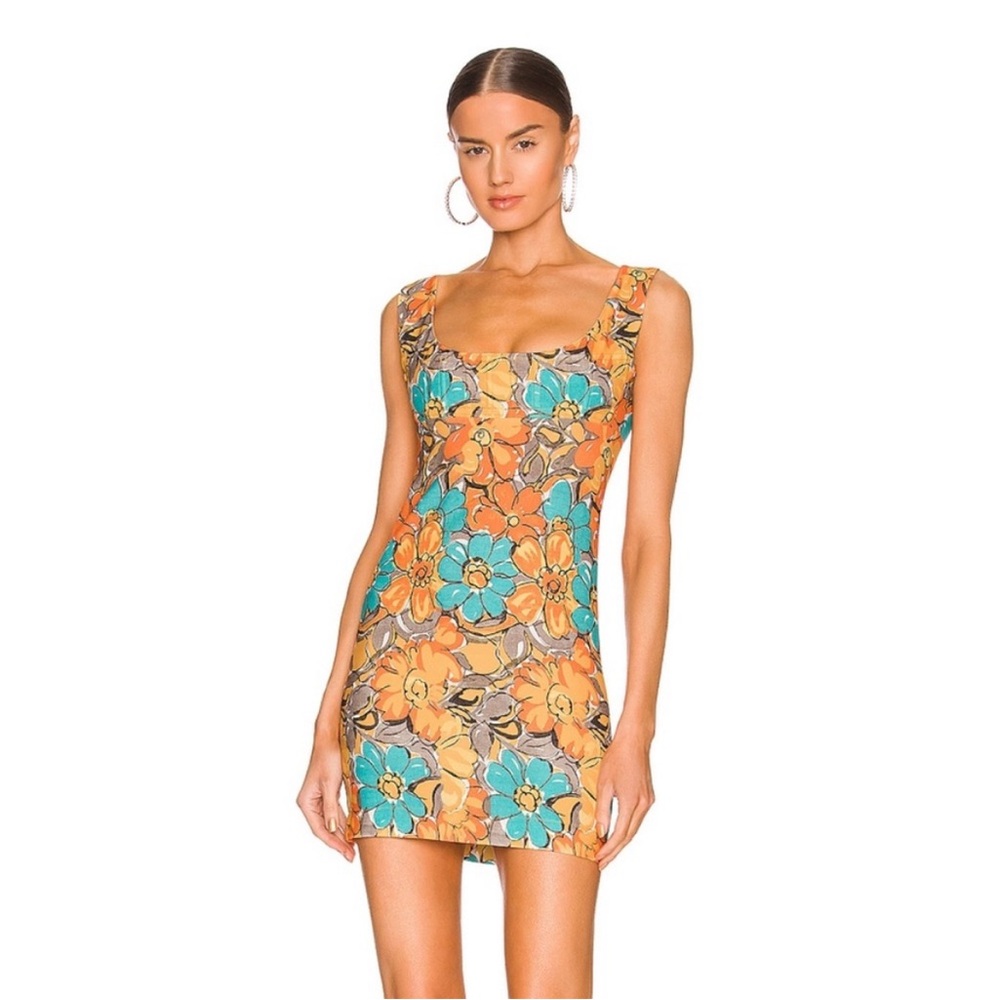 Miaou Vivi Mini Dress in Parisian Flower Orange SZ M NWT